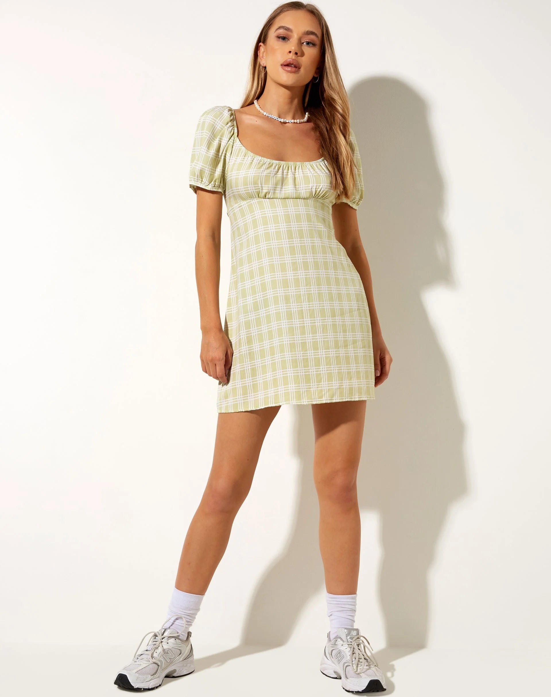 Sasi Mini Dress in Sage Check