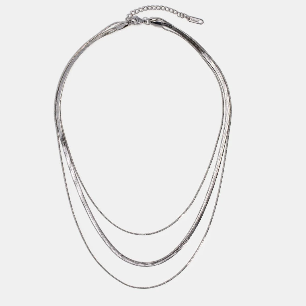Vioraia Silver Multi-Layered Chain  Necklace