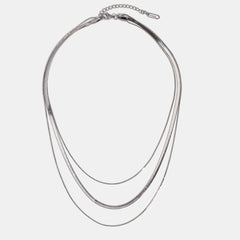 Vioraia Silver Multi-Layered Chain  Necklace