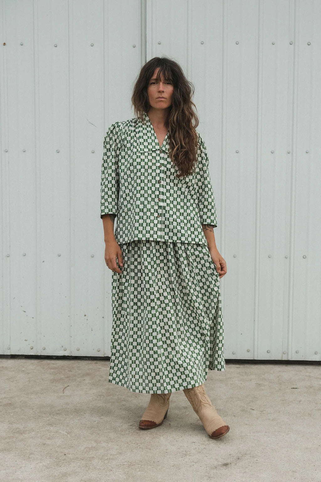 Vintage Green Block Shirt