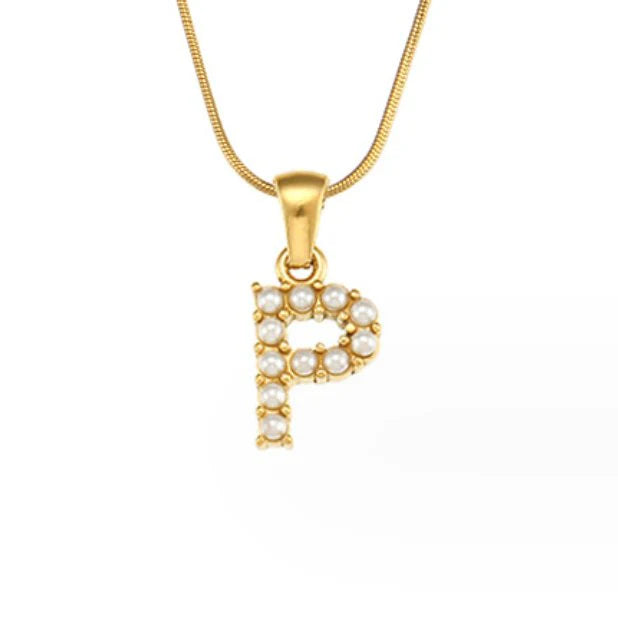 Vioraia Letter Pearl Charm Necklace