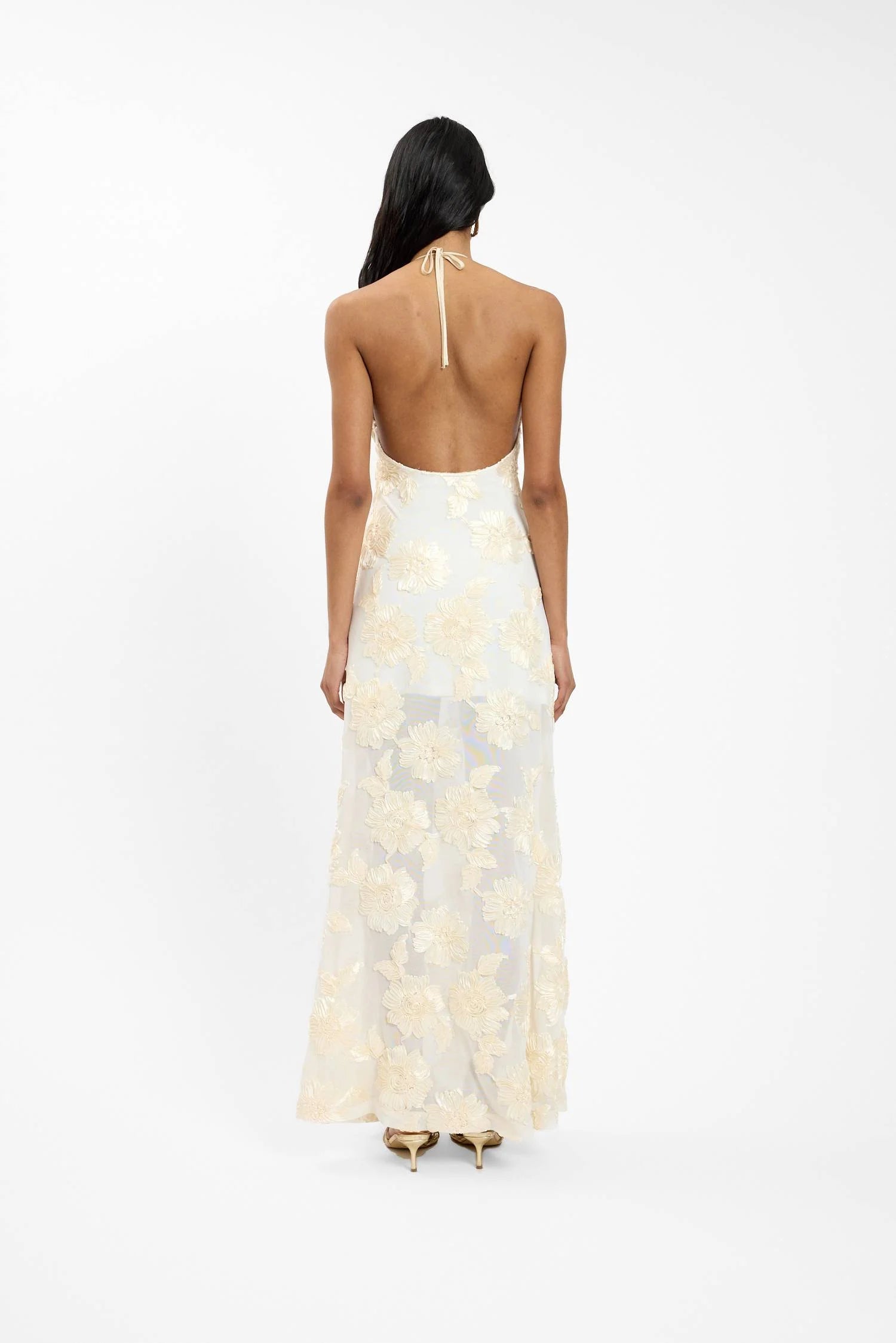 Embellished Halter Maxi Dress | Ivory