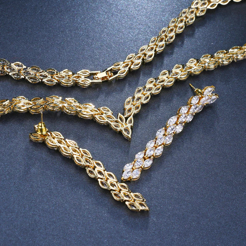 Vioraia Vibrant Zircon Leaf Jewelry Set