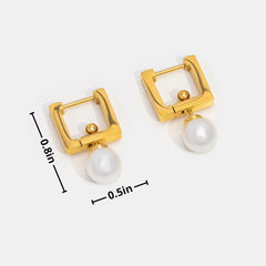 Vioraia Square Hoop & Pearl Drop Earrings