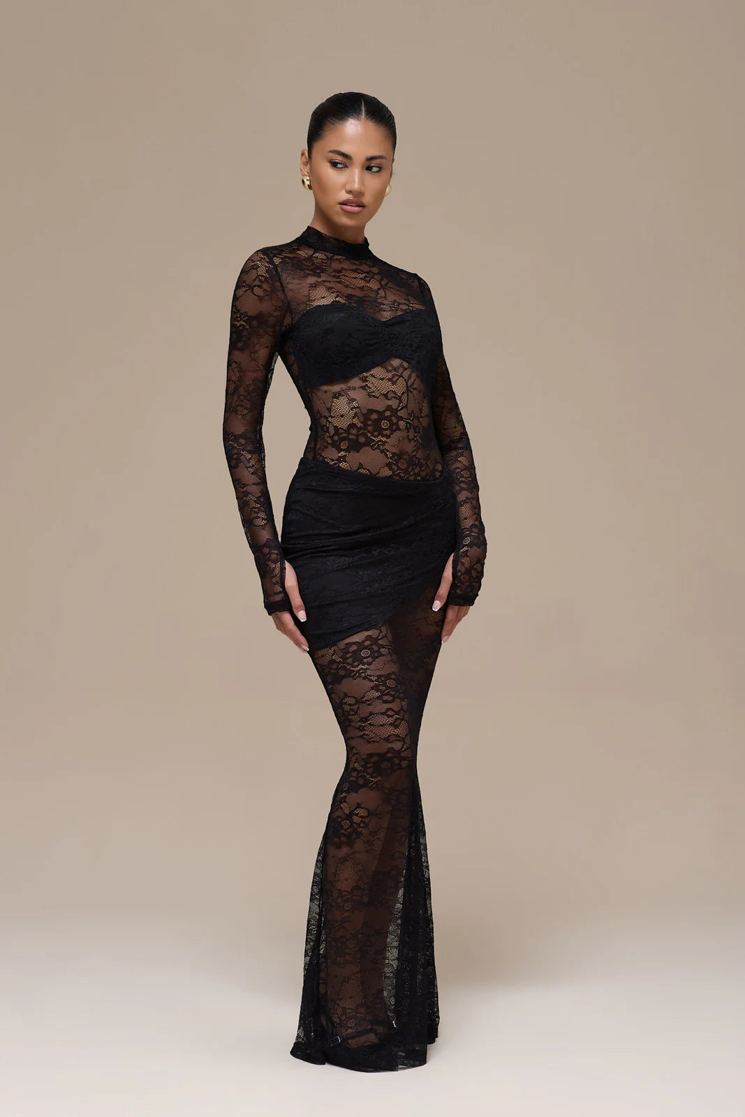 BRITNEY LACE MAXI SKIRT | BLACK