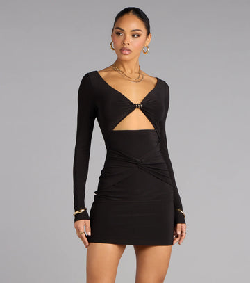Sleek Vibe Long Sleeve Cutout Mini Dress