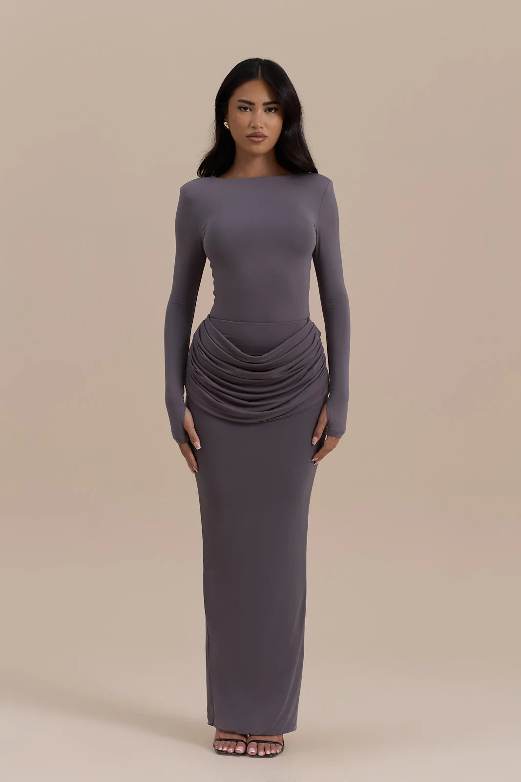 ASHTIN BOAT NECK BODYSUIT | SLATE GREY