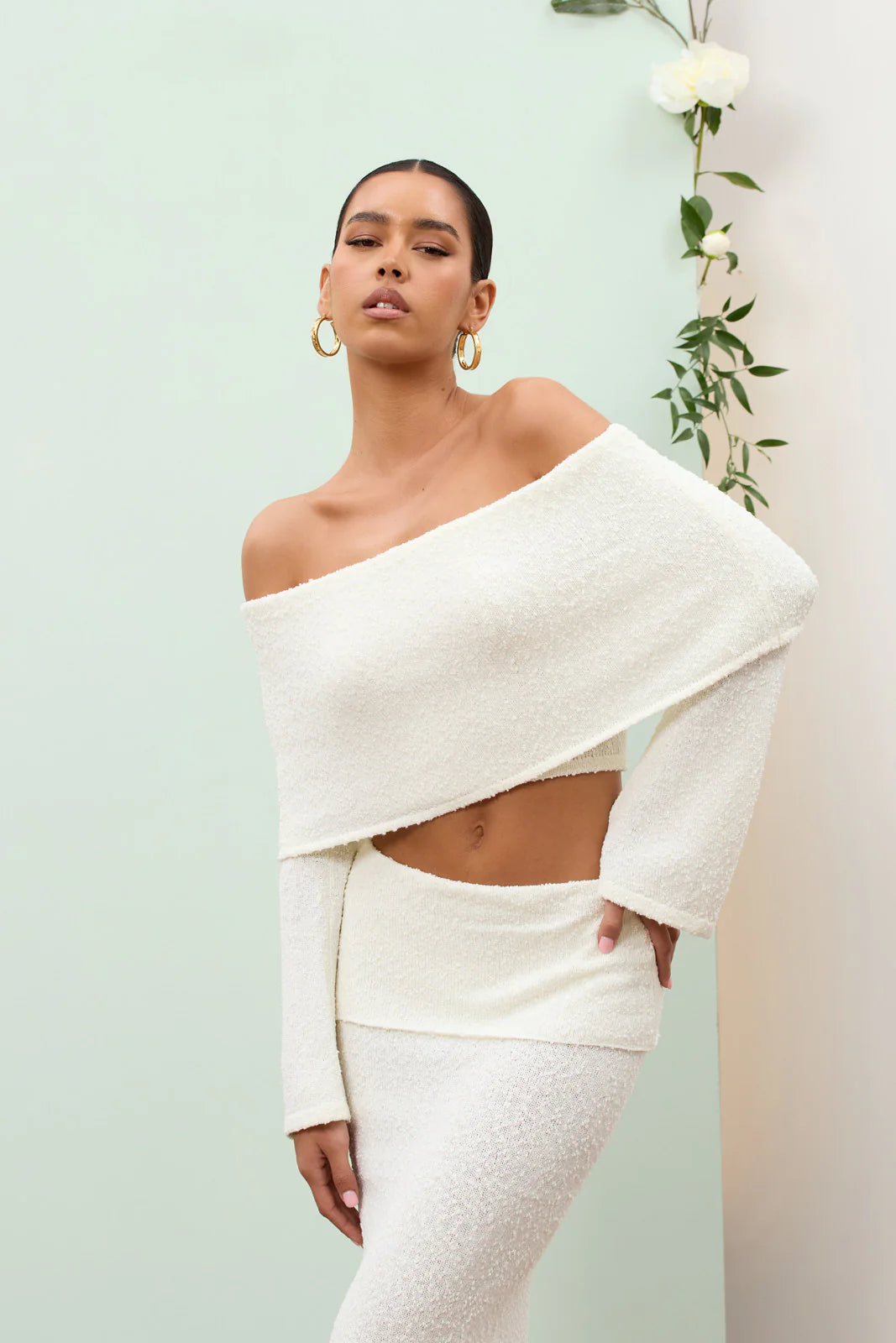 YASMIN BOUCLE KNIT CO-ORD | CREAM