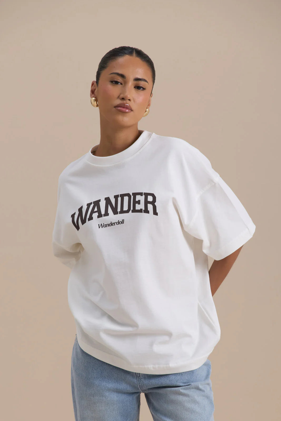 WANDER OVERSIZED T-SHIRT | WHITE + CHOCOLATE