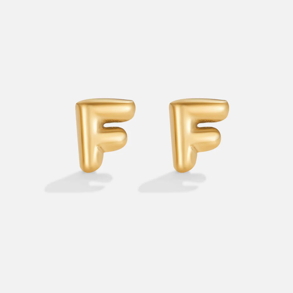 Vioraia Gold Bubble Letter Earrings