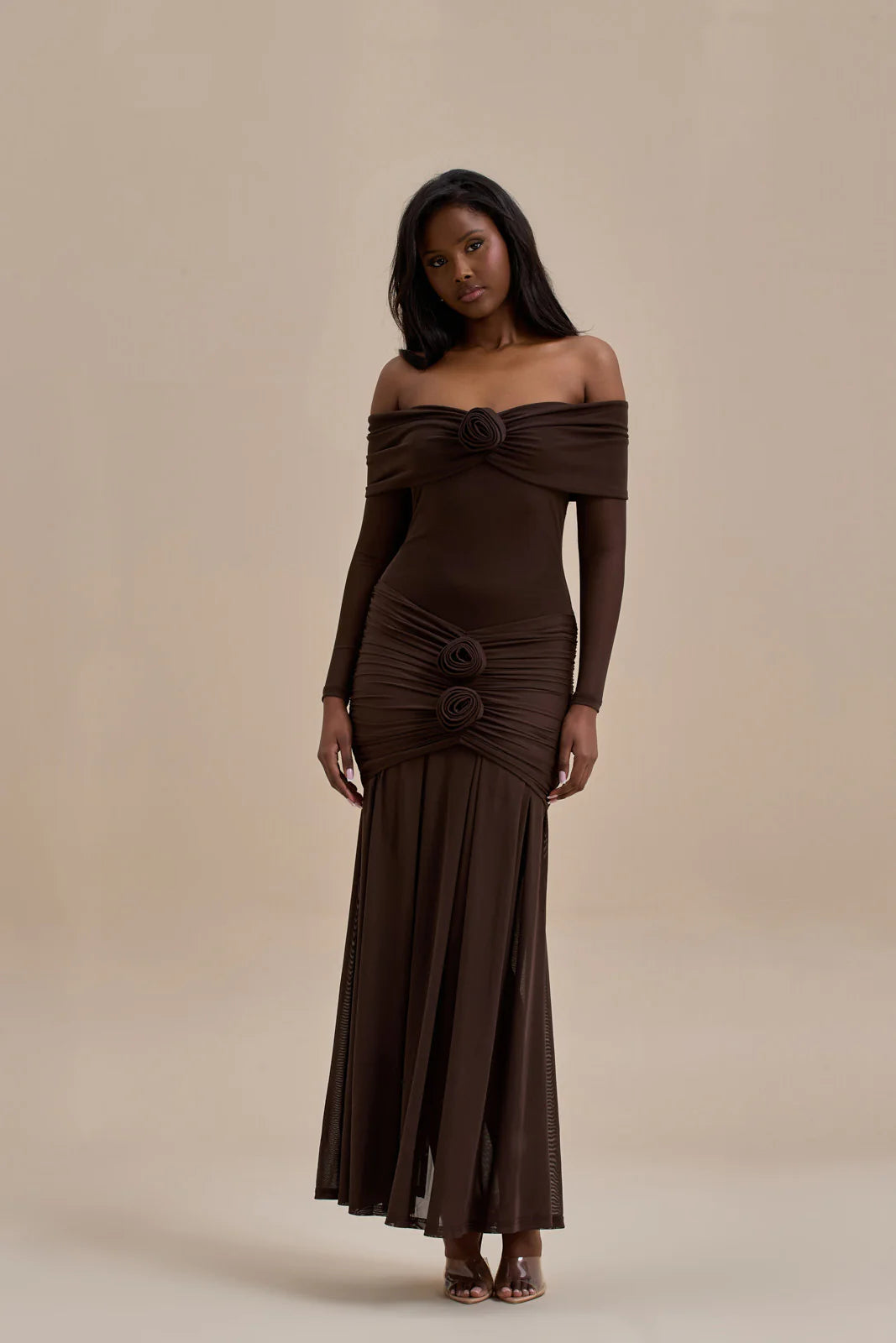 VIVIENNE BARDOT MAXI DRESS | CHOCOLATE - SALE