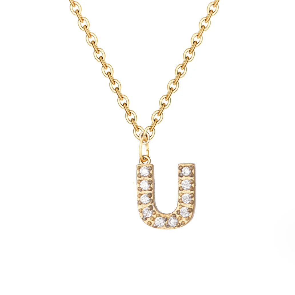 Vioraia Crystal Letter Charm Necklace