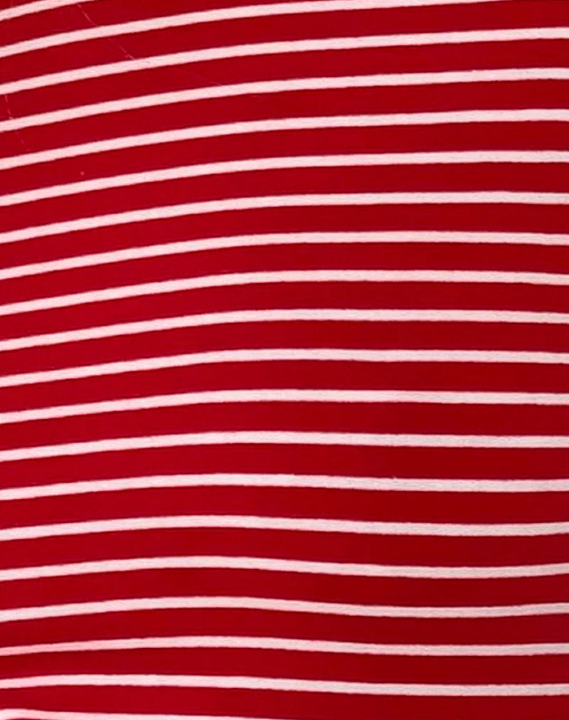 Masha Mini Dress in Red and White Stripe Jersey