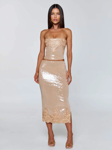 Lucy's SAELA MIDI SKIRT BEIGE