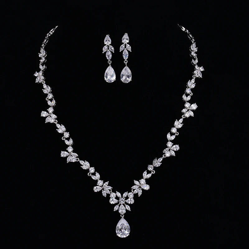 Vioraia Stunning Flower Drop Jewelry Set