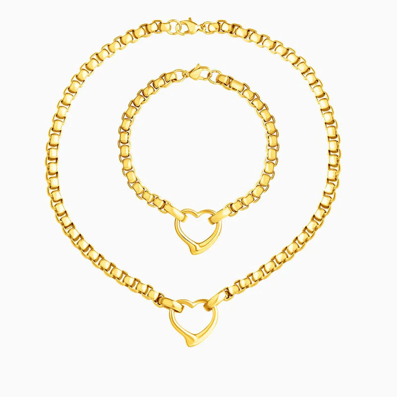 Vioraia Vintage Heart Pendant Jewelry Set