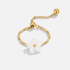 Vioraia Pearl White Blossom Flower Ring
