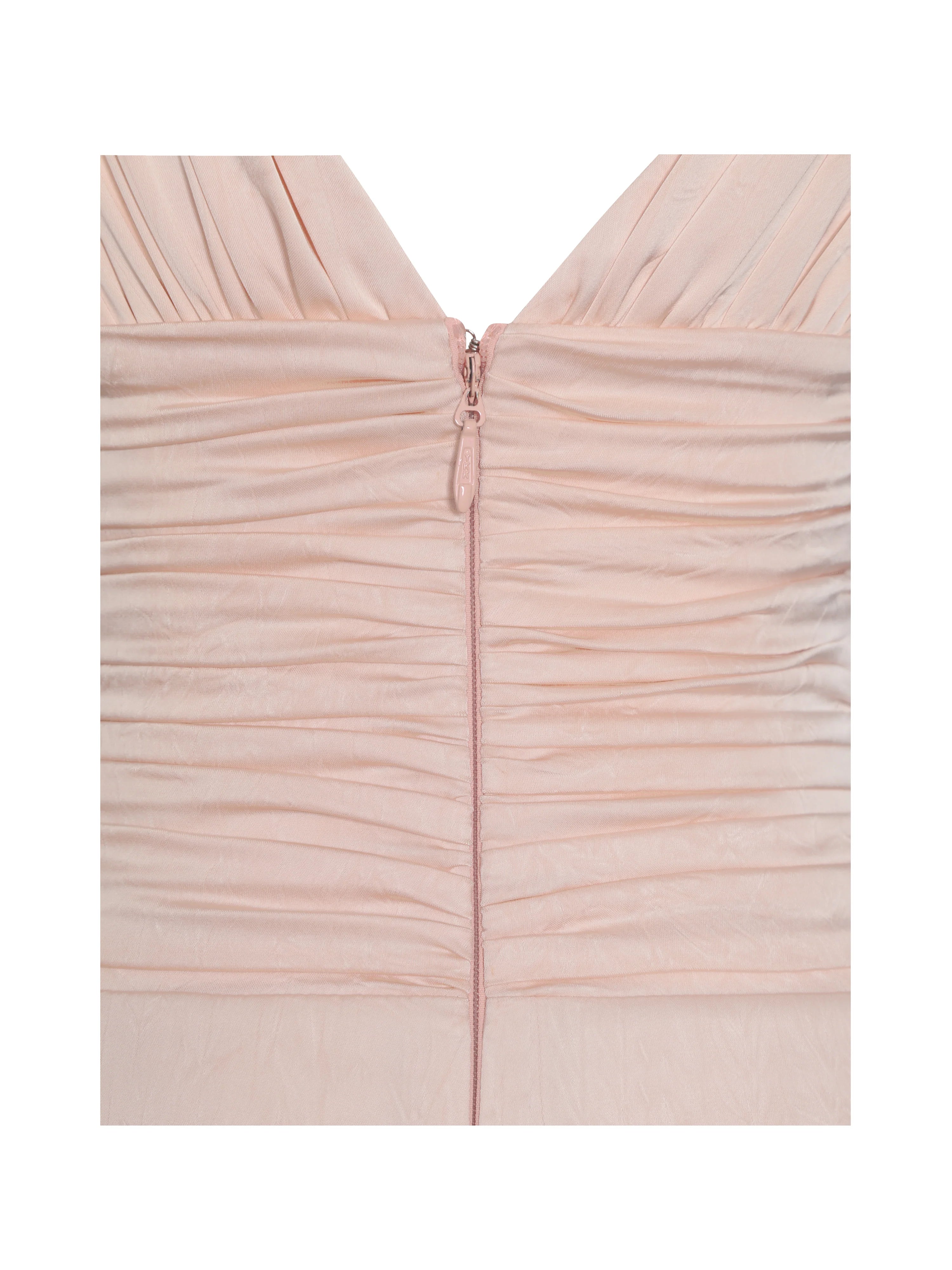 Talyssa Baby Pink Ruched Waist Double High Slit Maxi Gown