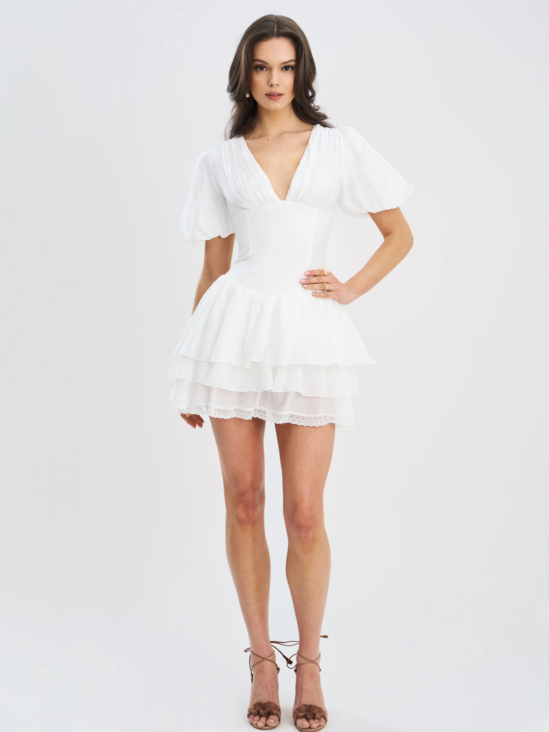 Caitlyn Bubble Sleeve Layered Mini Corset Dress