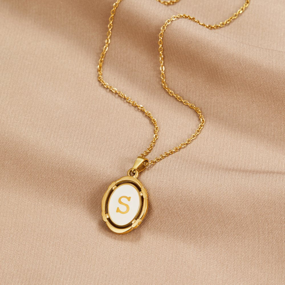Vioraia Vintage Gold Letter Necklace