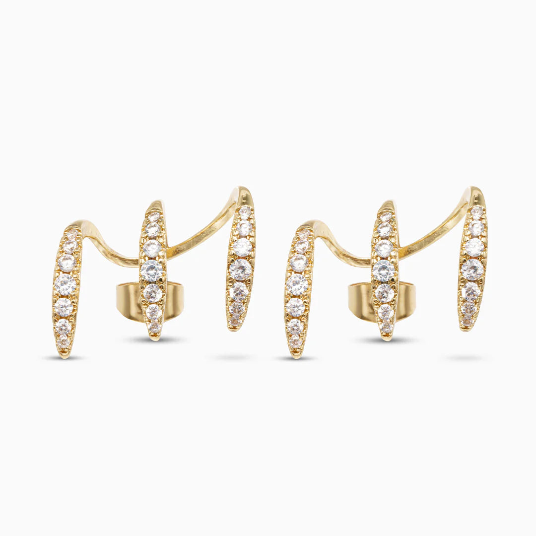 Vioraia Sparkling Three-Claw Earrings
