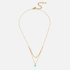 Vioraia Blue Opal Teardrop Layered Necklace