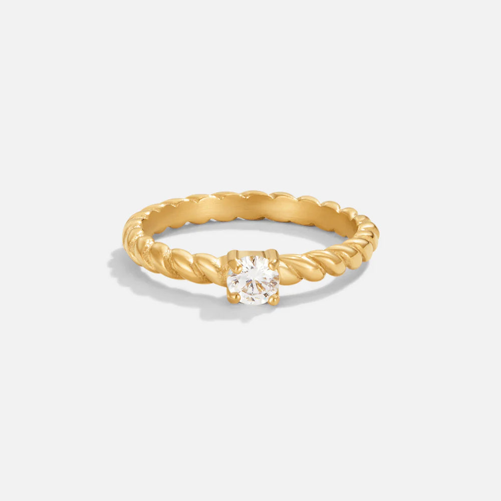 Vioraia Milan Twisted Gold Crystal Ring