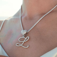 Vioraia Verano Heart Initial Tennis Necklace