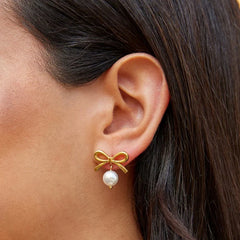 Vioraia Laila Bow Pearl Earrings