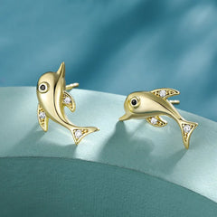 Vioraia Golden Dolphin Earrings
