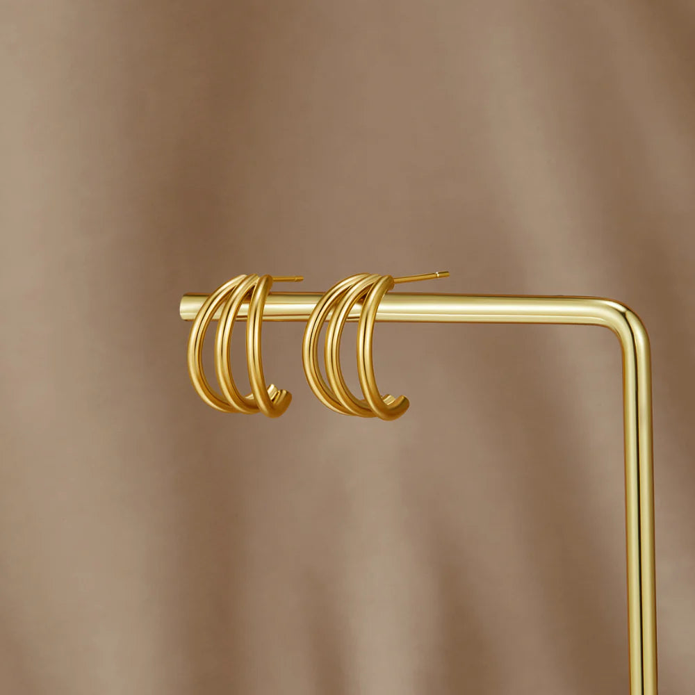 Vioraia Anaya Triple Gold Hoop Earrings