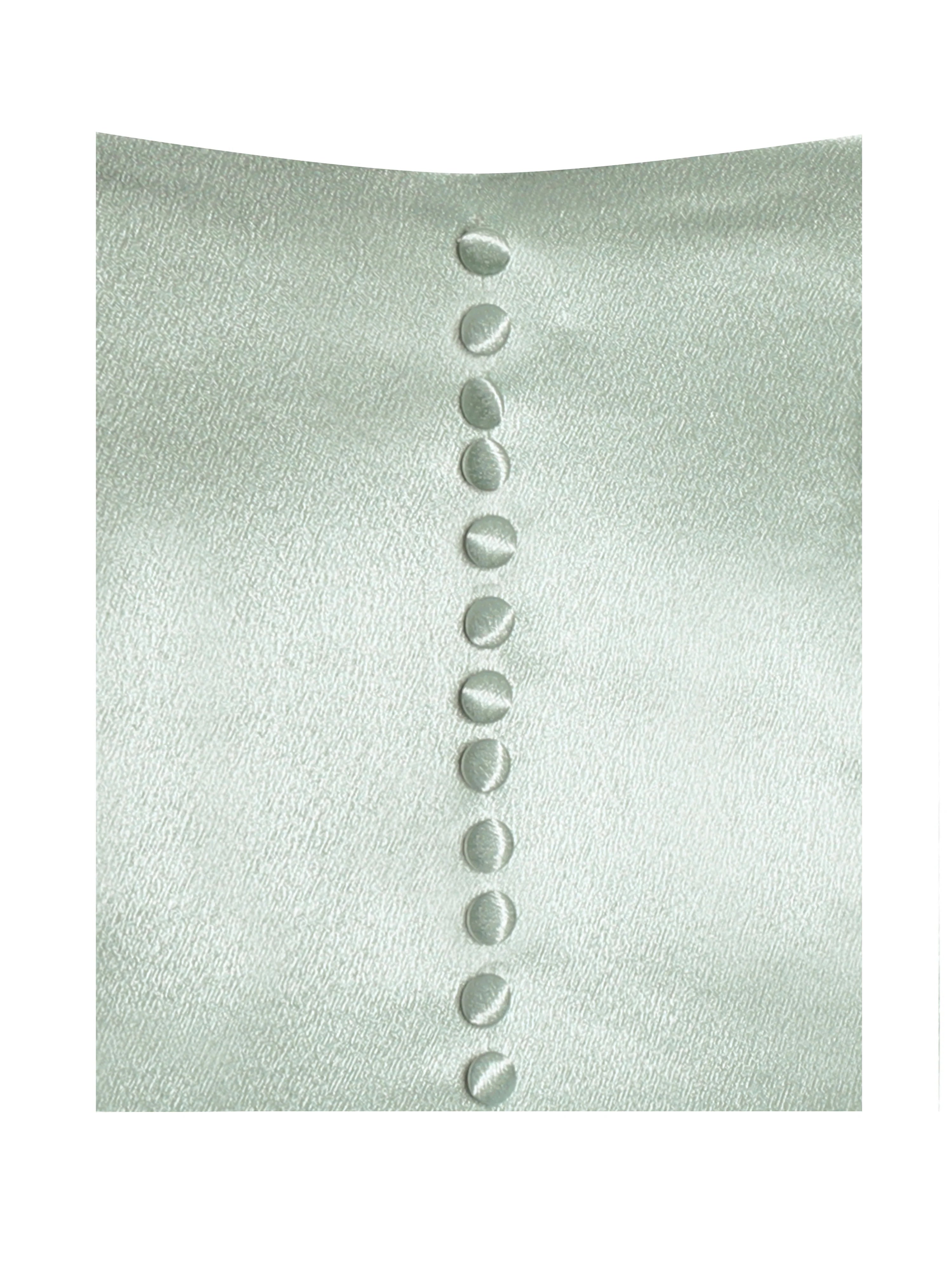 Lael Mint Green Back Button Trailing Gown