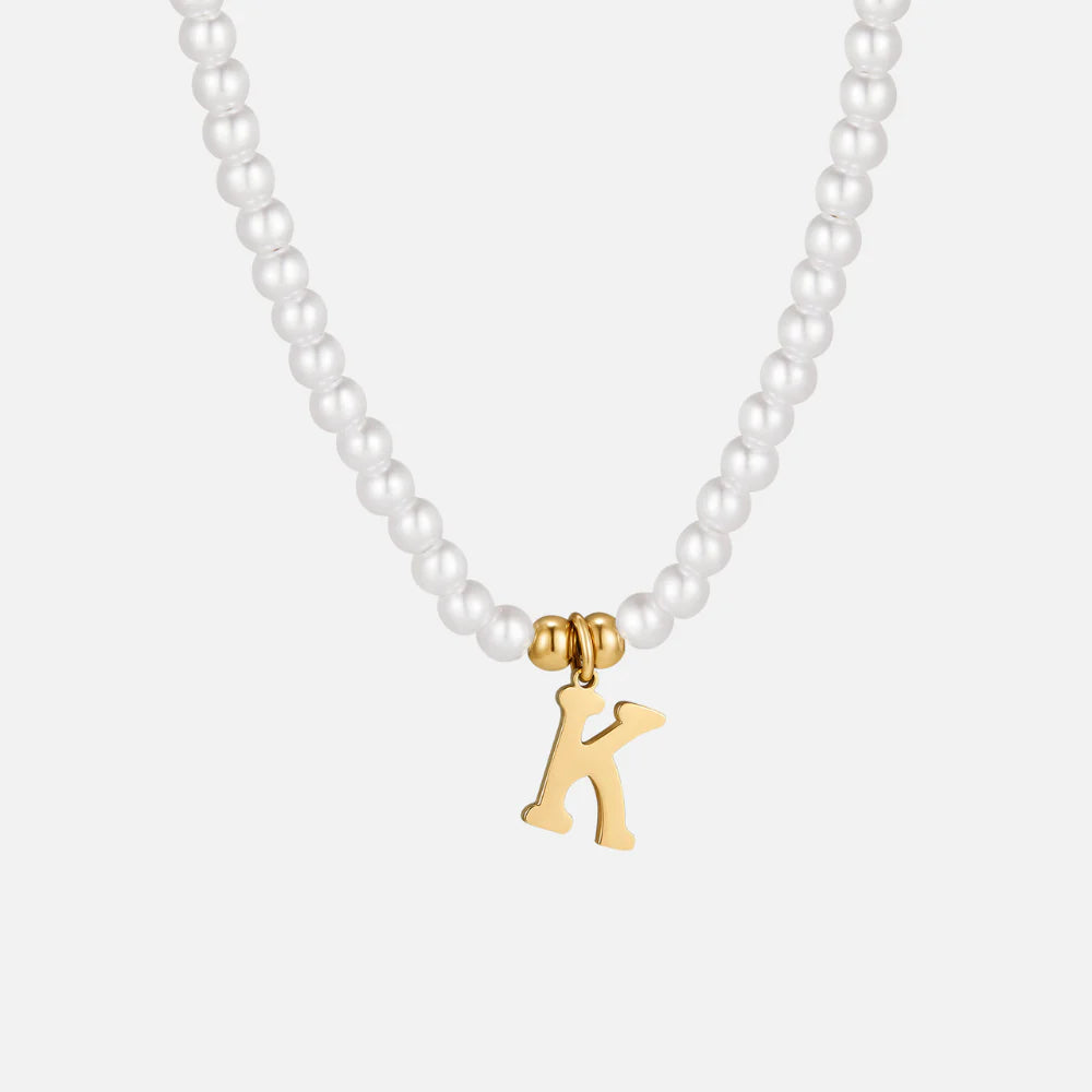 Vioraia Letter Pearl Necklace