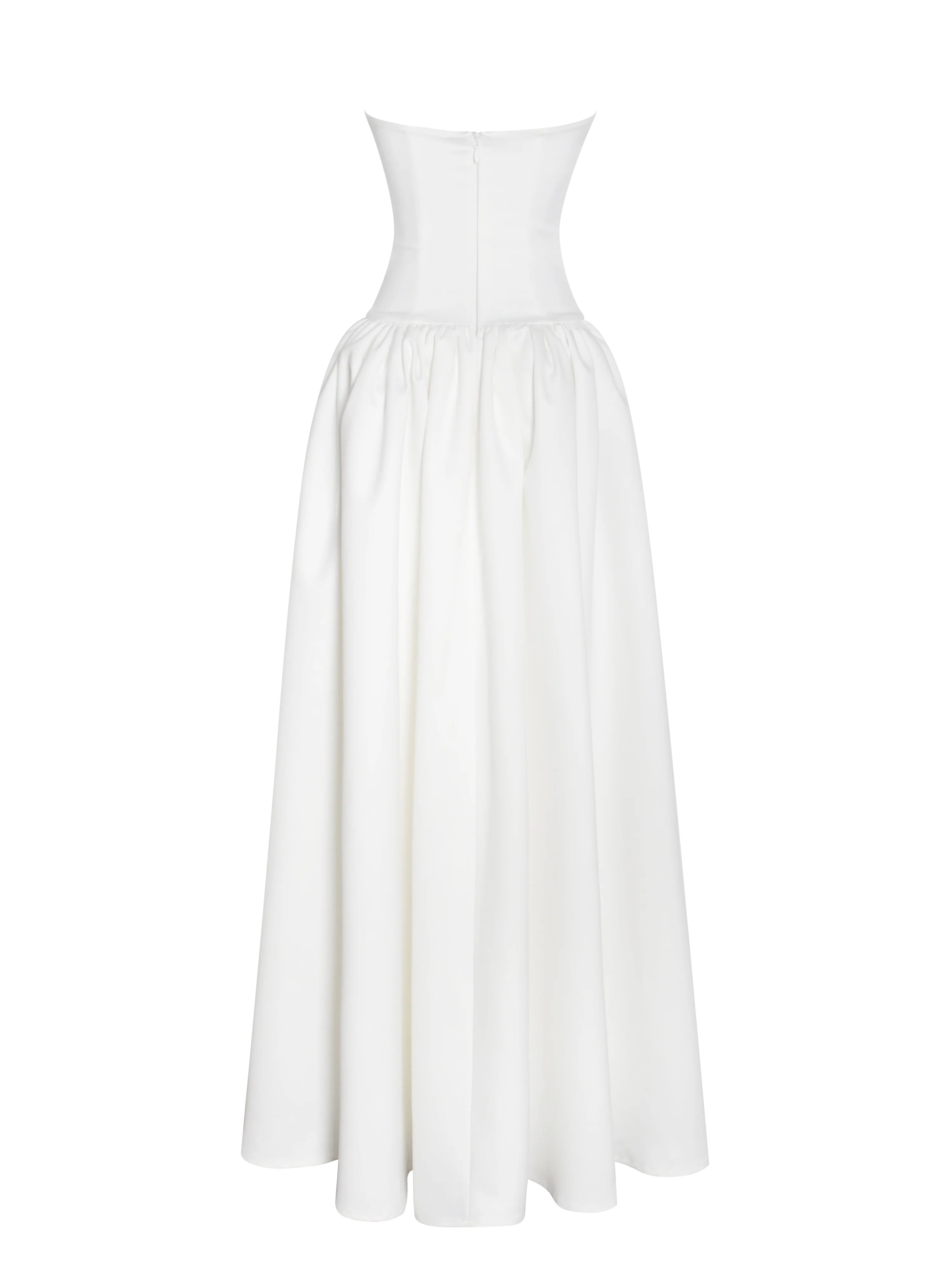 Umay White Drop Waist Satin Corset Bridal Gown