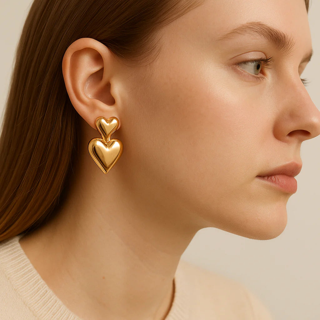 Vioraia Amara Double Heart Earrings