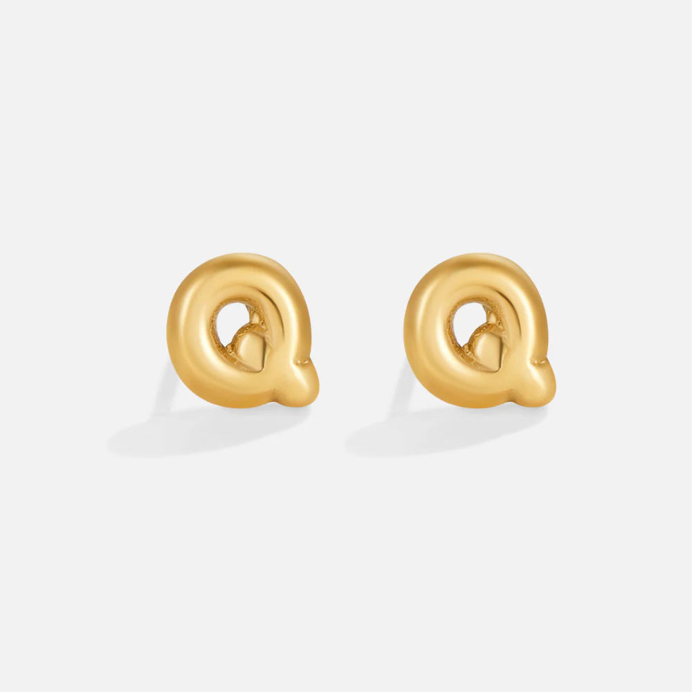 Vioraia Gold Bubble Letter Earrings