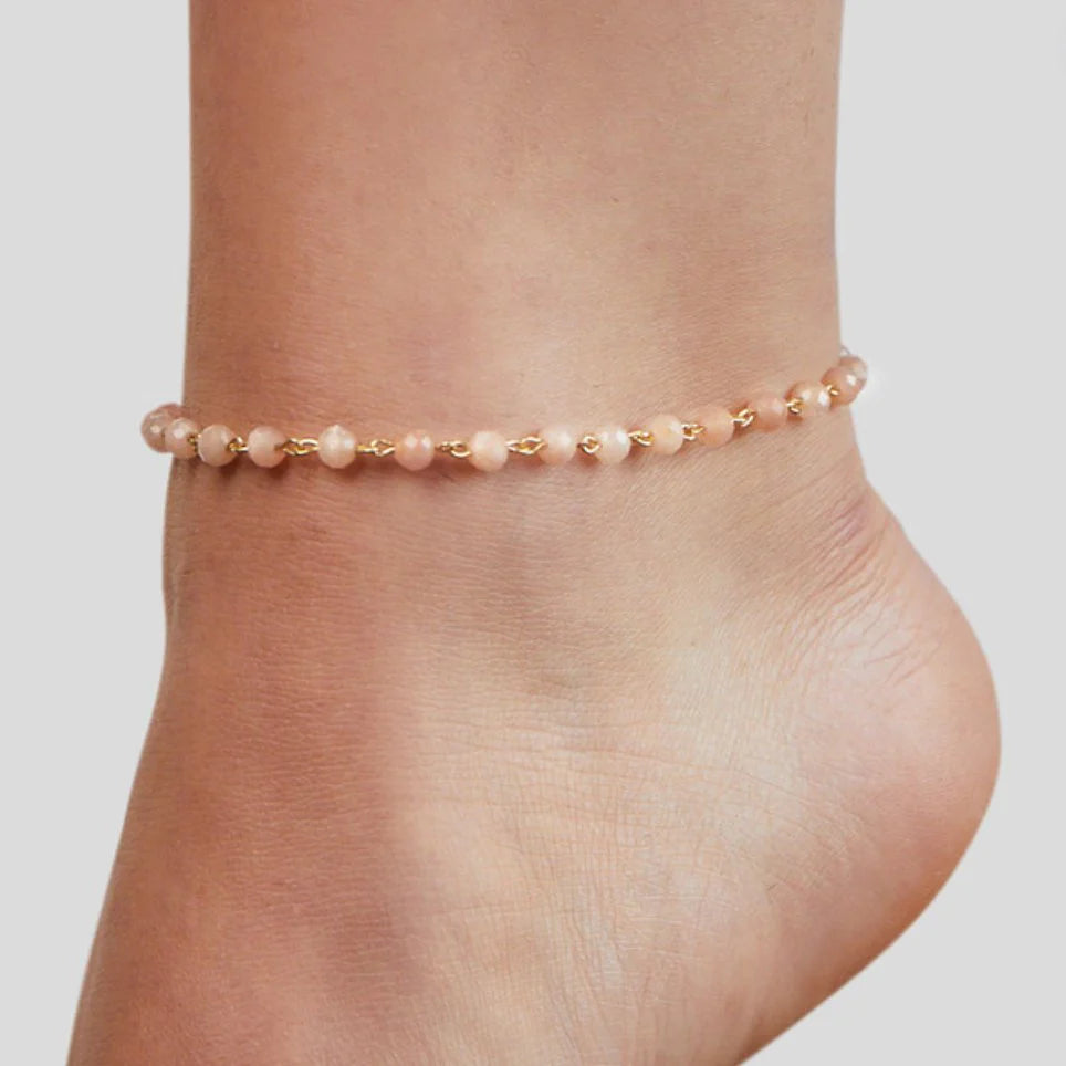 Vioraia Blush Pink 18K Gold Anklet