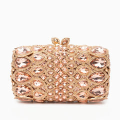 Vioraia (CS) Reina Rhinestones Crystals Clutch Bag - Rose Gold