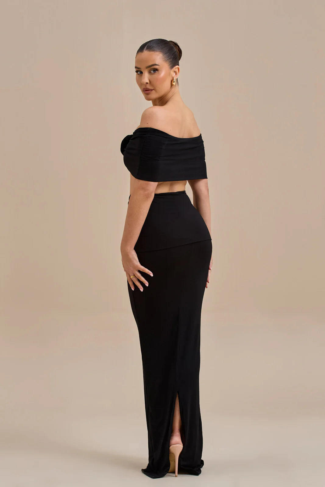 BELLE DRAPE MAXI SKIRT | BLACK - SALE