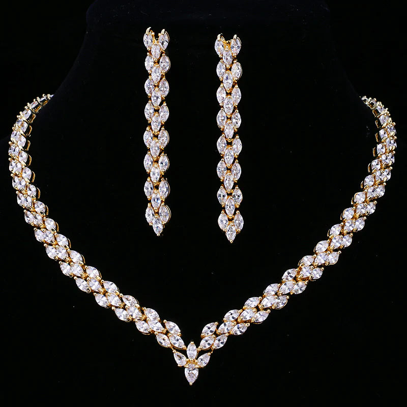 Vioraia Vibrant Zircon Leaf Jewelry Set