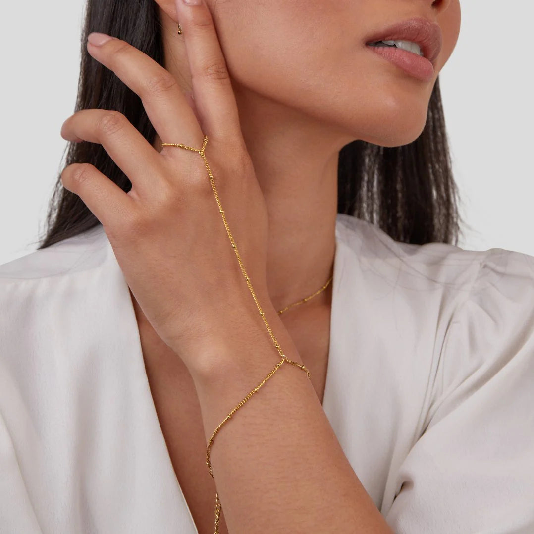 Vioraia 18K Gold Hand Chain Bracelet