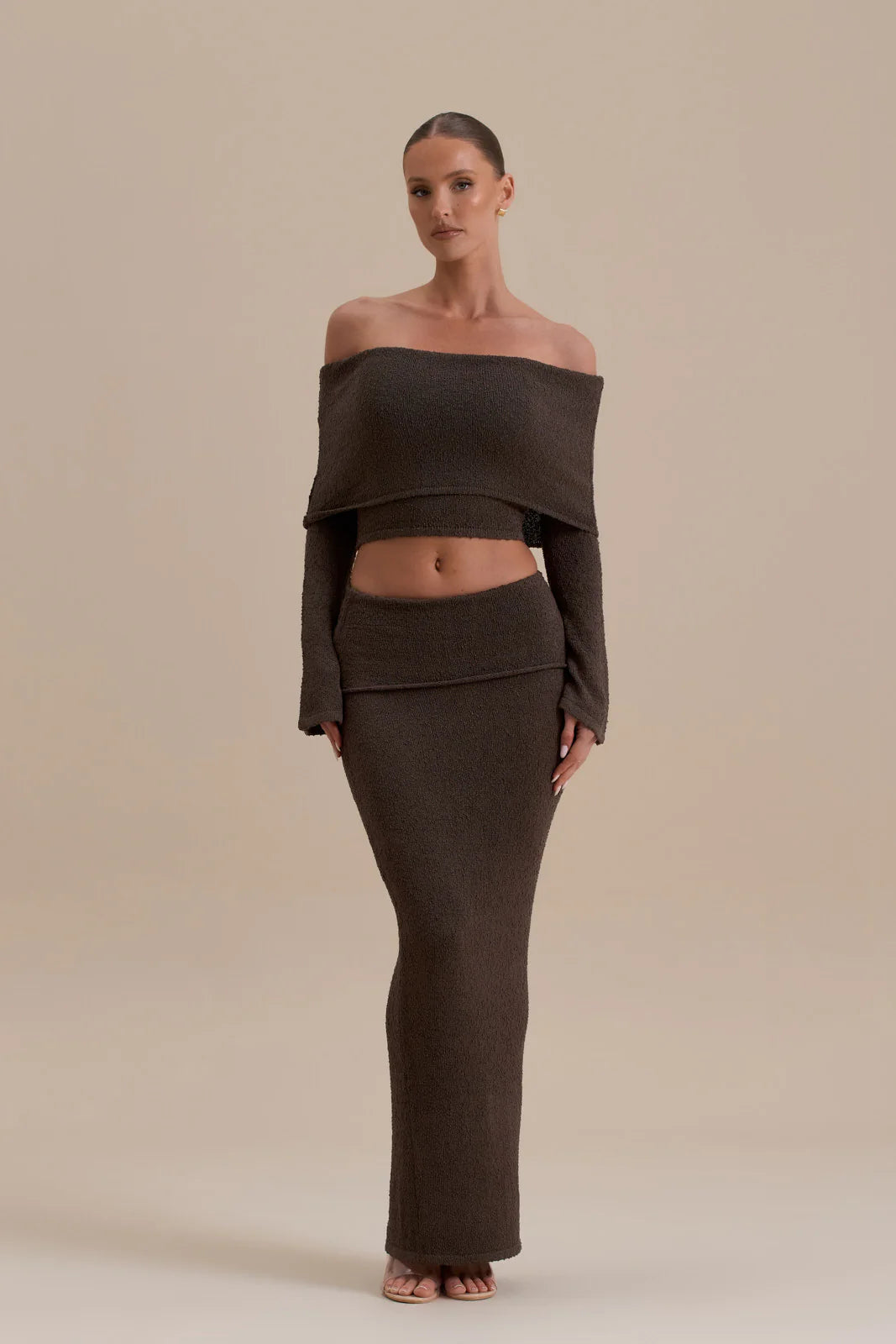 YASMIN BOUCLE KNIT CO-ORD | CHOCOLATE