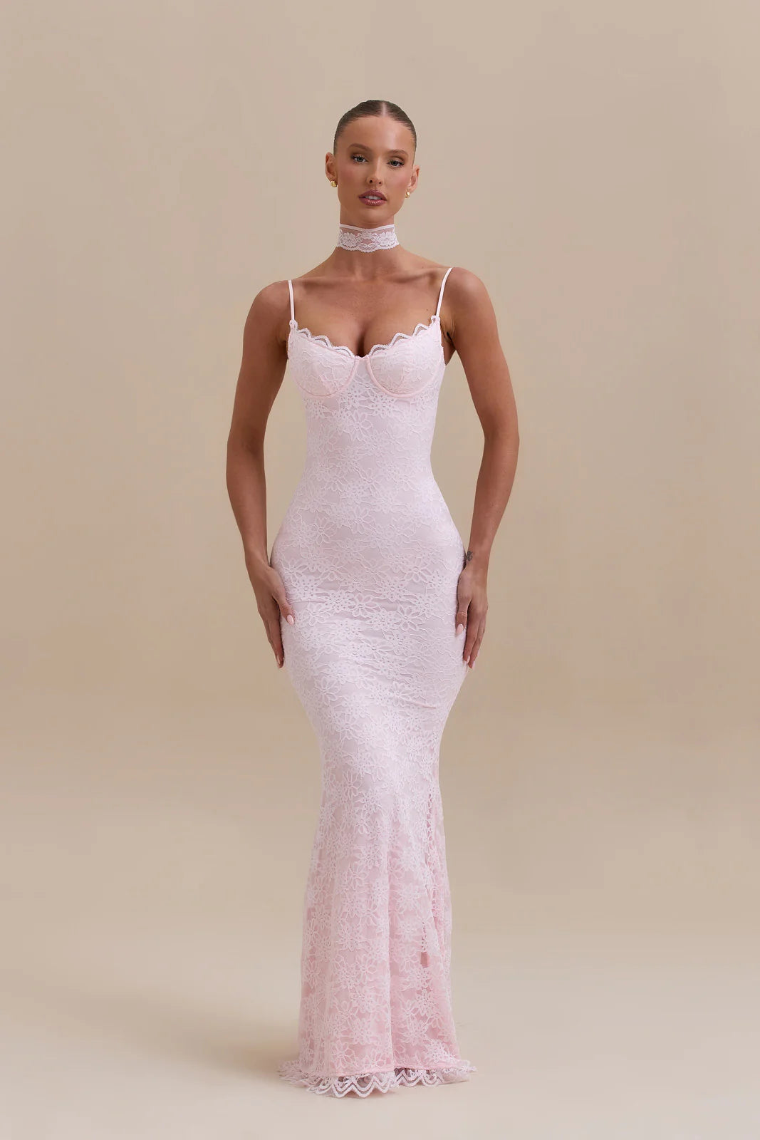 LEAH LACE MAXI DRESS | BABY PINK