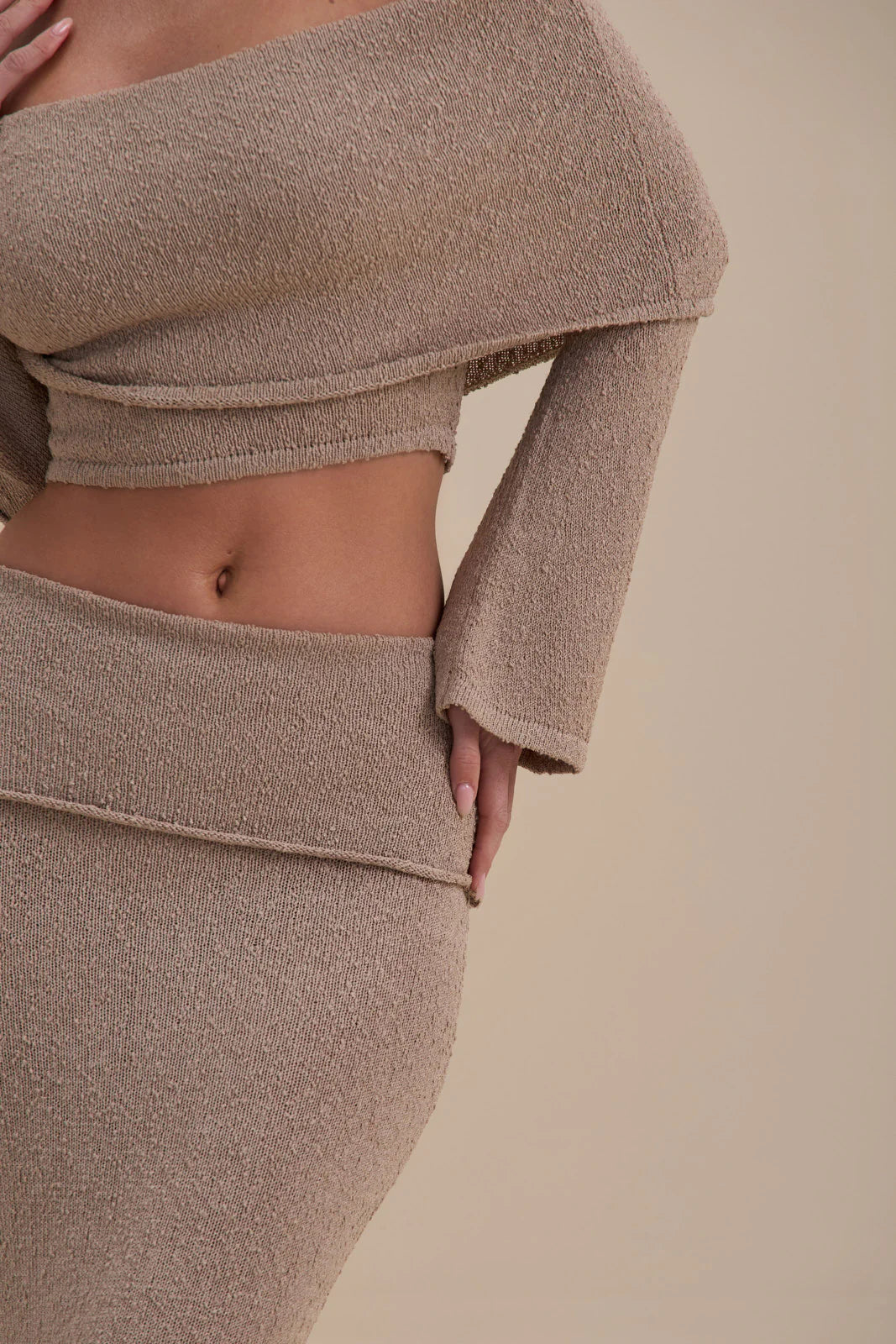 YASMIN BOUCLE KNIT CO-ORD | LATTE