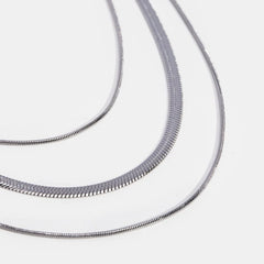 Vioraia Silver Multi-Layered Chain  Necklace