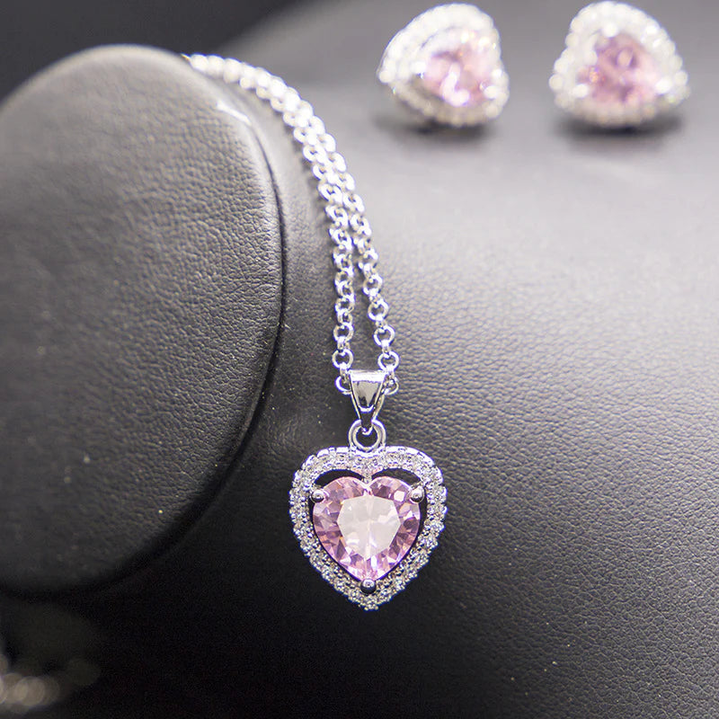 Vioraia Sparkling Crystal Heart Jewelry Set