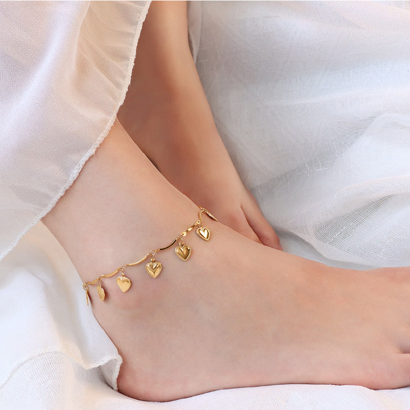 Vioraia Dangling Hearts Anklet