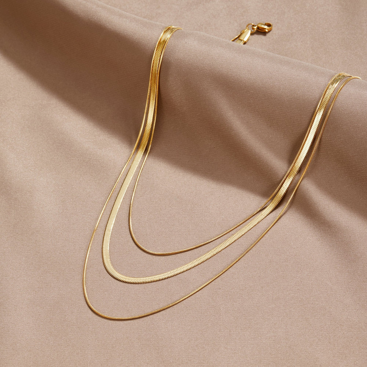 Vioraia Gold Multi-Layered Chain  Necklace