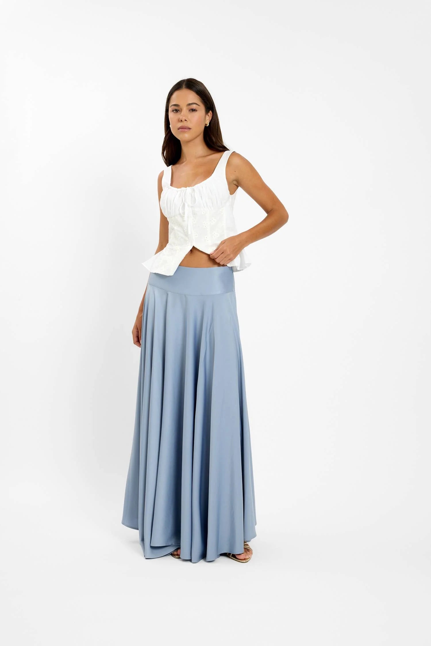 Pre-order: Basque Full Skirt | Ice Blue