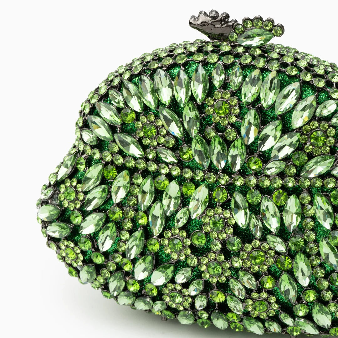Vioraia Ophelia Crystals Clutch Bag - Green